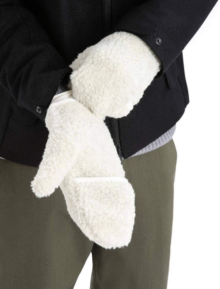 Rękawiczki Icebreaker Unisex RealFleece™ Merino High Pile Mittens Damskie Białe | PL 1452ZUTG